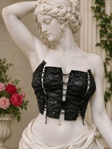 Black Lace-Up Corset Top