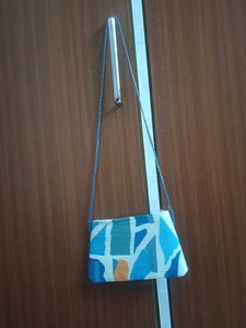 Abstract Print Clutch with Strap