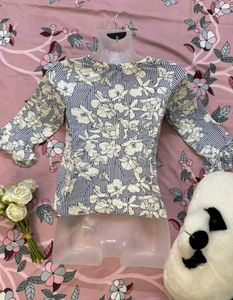 Floral Striped Bell Sleeve Top