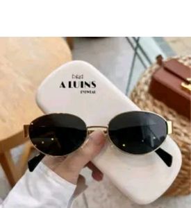 Oval Sunglasses with Gold Frame