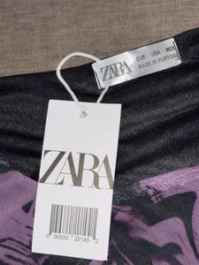 Zara new purple black print top