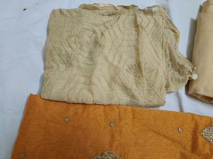 Beautiful Yellow mustard Embroidered  unstitched m