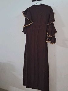 Elegant Brown Ruffle Sleeve Dress🤎