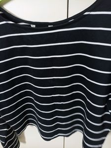 Black And White Striped Crop Top