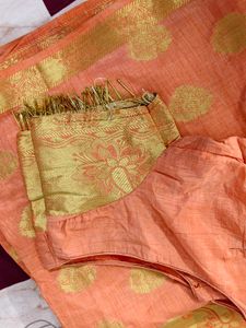 Elegant mustard Saree with Gold Motifs