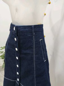 Denim Button-Front A-Line Skirt