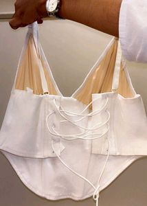 Elegant White Corset Top with Rose Detail