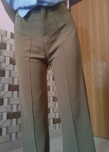Olive Green Wide Leg Trousers