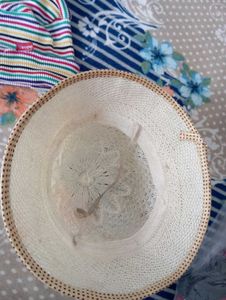Striped Beanie and White Sun Hat