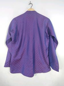 Vintage Purple Checkered Stand Collar Shirt