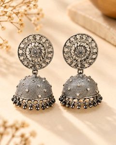 Oxidized Silver Jhumka Earrings
