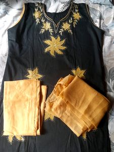 Black Colour Redymade Churidar Set