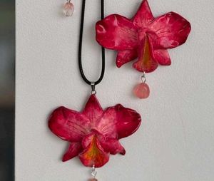 y2k Orchid Pendant Necklace