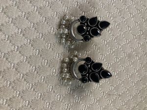 Germen Silver Black Stone With White Pearls