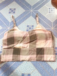 Crop Top In Pink Colour With Paded