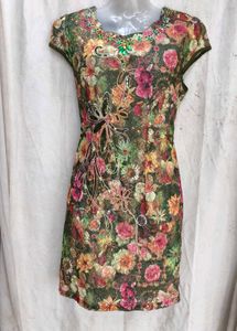 Embellished Floral Print Sheath Dress