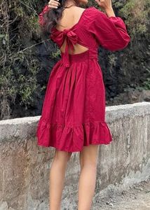 Charming Red Off-Shoulder Dress