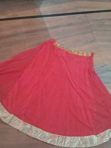 Pink Net Ethnic Skirt