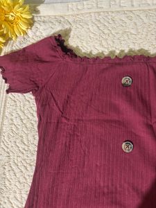 Shein Off-Shoulder Button-Up Ribbed Dress