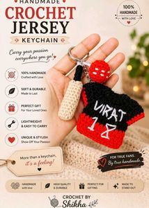 Handmade Crochet Virat Kohli Jersey Keychain
