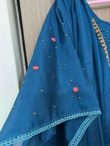 Blue Embroidered Kurta Set 3 pcs for L &amp;xl