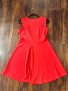 Coral A-Line Dress with Lace-Up Detail