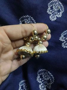 Elegant White Jhumka Earrings