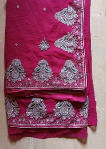 Beautiful Embroidered Pink Saree
