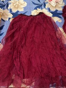 maroon sparkling lehanga with blouse and duppta
