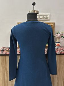 Blue Long Sleeve Midi Dress