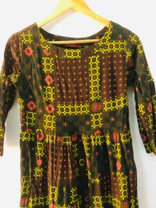 Patterned Fit &amp; Flare Midi Dress / Kurti