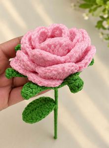 Handmade Crochet Pink Rose Flower