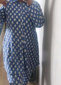 Blue Heart Print fleece co ord set