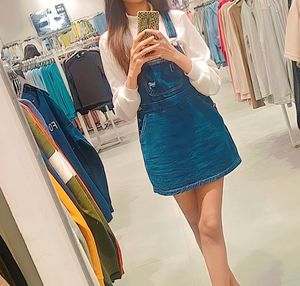 denim dungree skirt
