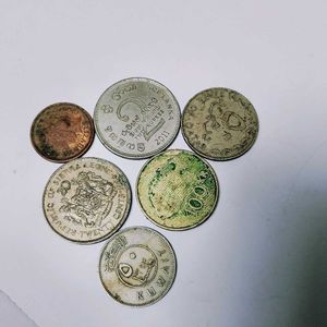 6 vintage foreign coins (1980s -2011s)