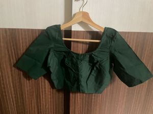 Emerald Green Raw Silk Blouse