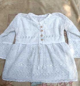 White Embroidered Boho Peplum Top