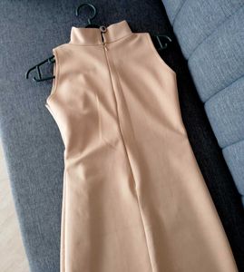 Sleek Mock Neck Sleeveless Midi Dress