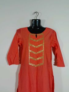Coral Embroidered Kurta Set For Women's