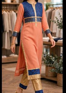 Elegant Peach &amp; Blue Kurti