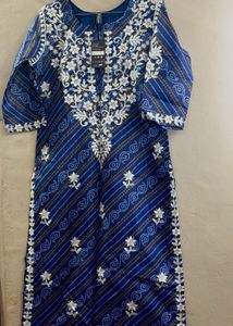 Elegant Blue Kurta with Intricate Embroidery