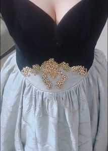 Elegant Black &amp; Sky blue Ball Gown