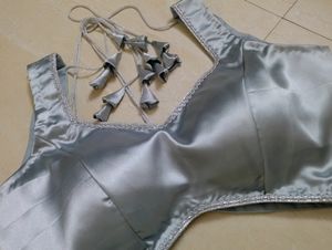 Greyish Silver Blouse (Front lace)