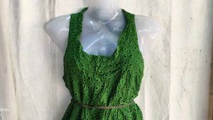 Green Embroidered Mini Dress