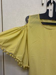 Yellow Polka Dot Cold Shoulder Top
