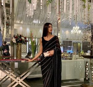 Designer saree Black sequin customised