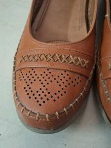 Bata Brown Leather Ballet Flats
