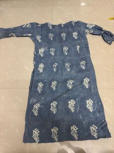 Hand-Block Printed Indigo Blue Cotton Kurta