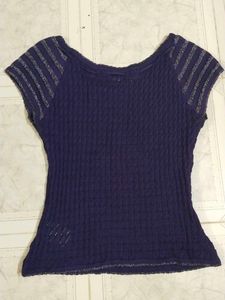 Violet colour Knit Top with Silver Accents