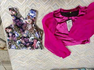 Vibrant Patchwork & Velvet Puff Sleeve Tops